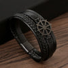 Glam Classical Luxurious Rudder Stainless Steel Pu Leather Handmade Men'S Bracelets Bangle