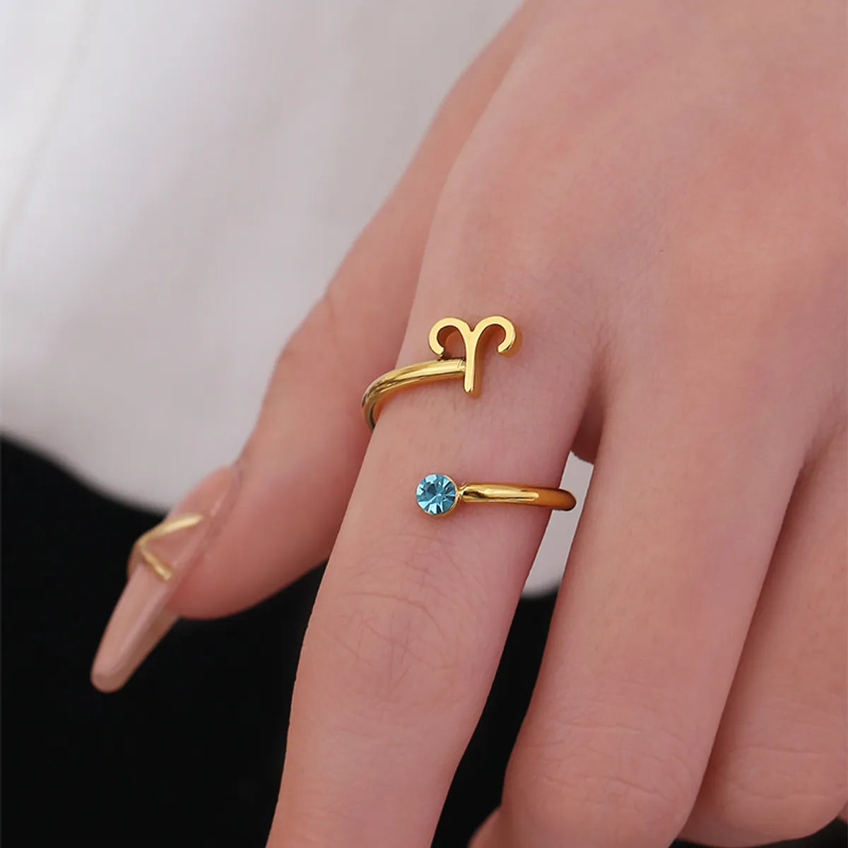 Glam Constellation Stainless Steel Plating Inlay Zircon Open Rings