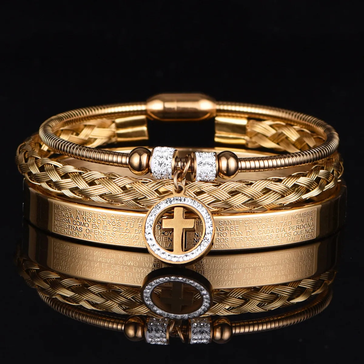 Glam Cross Stainless Steel Plating Bracelets