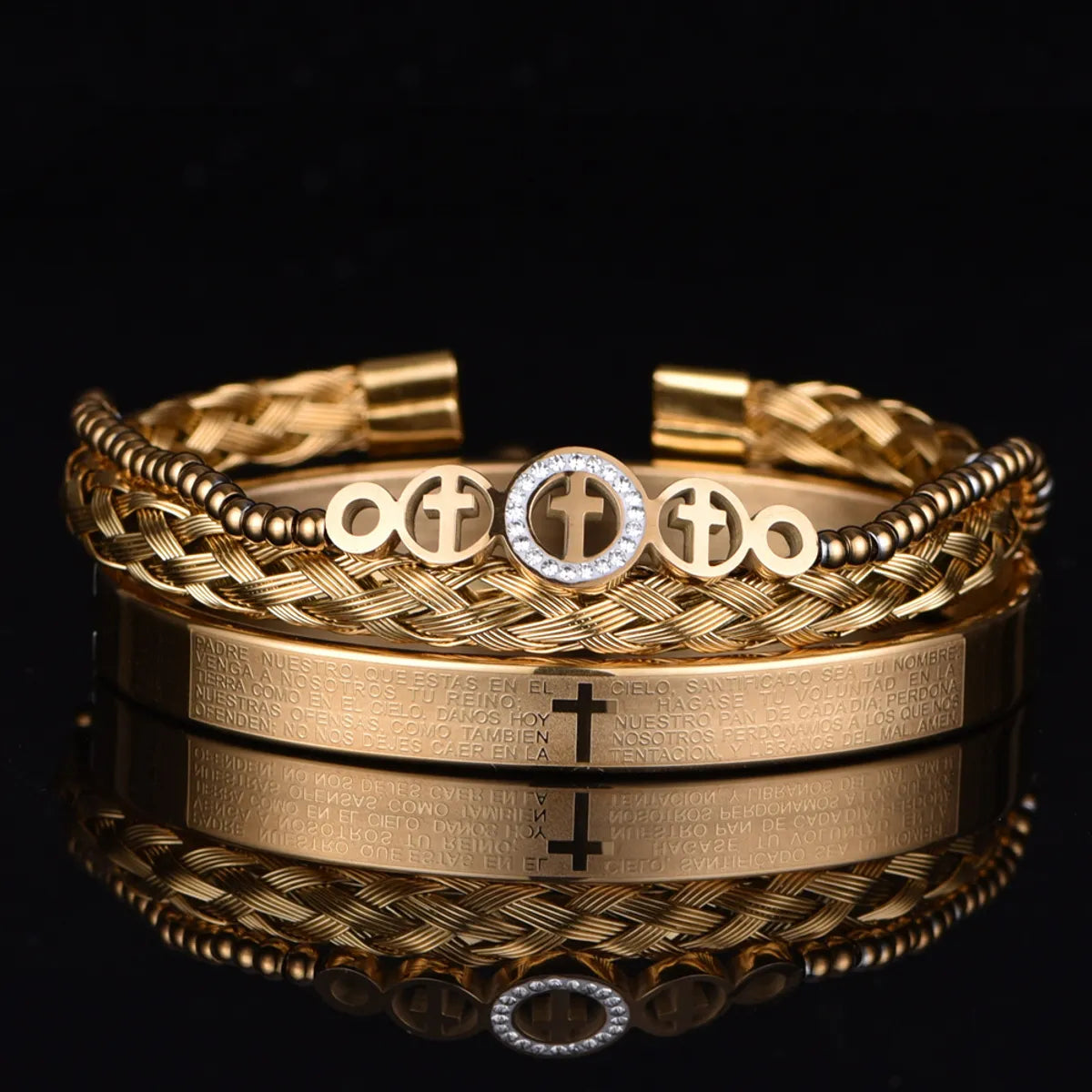 Glam Cross Stainless Steel Plating Bracelets