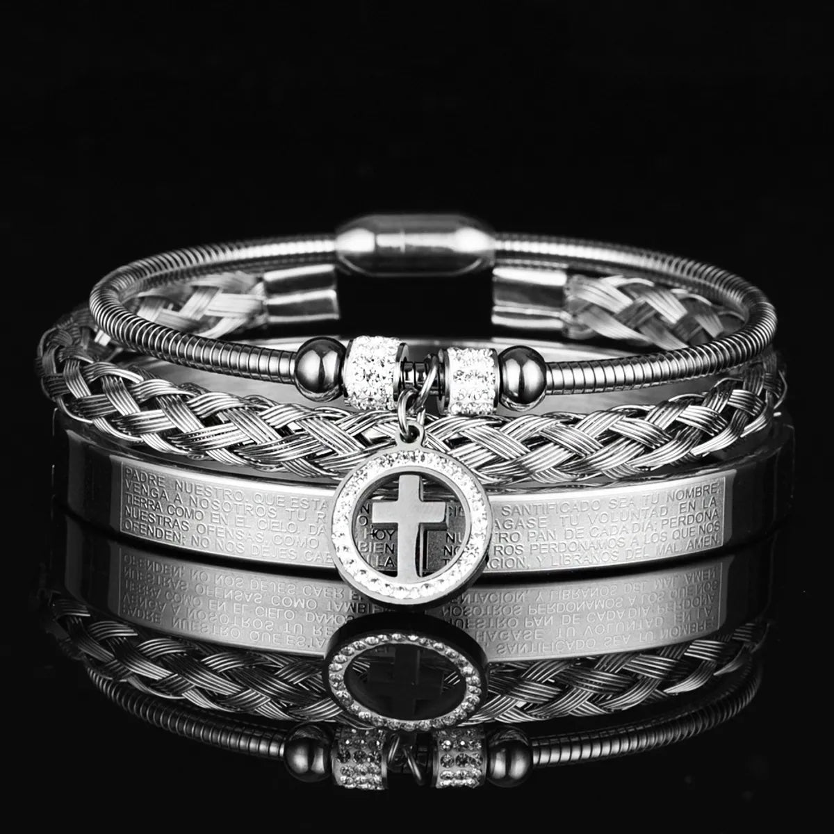 Glam Cross Stainless Steel Plating Bracelets