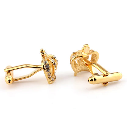 Glam Crown Copper Plating Inlay Artificial Crystal Unisex Cufflinks