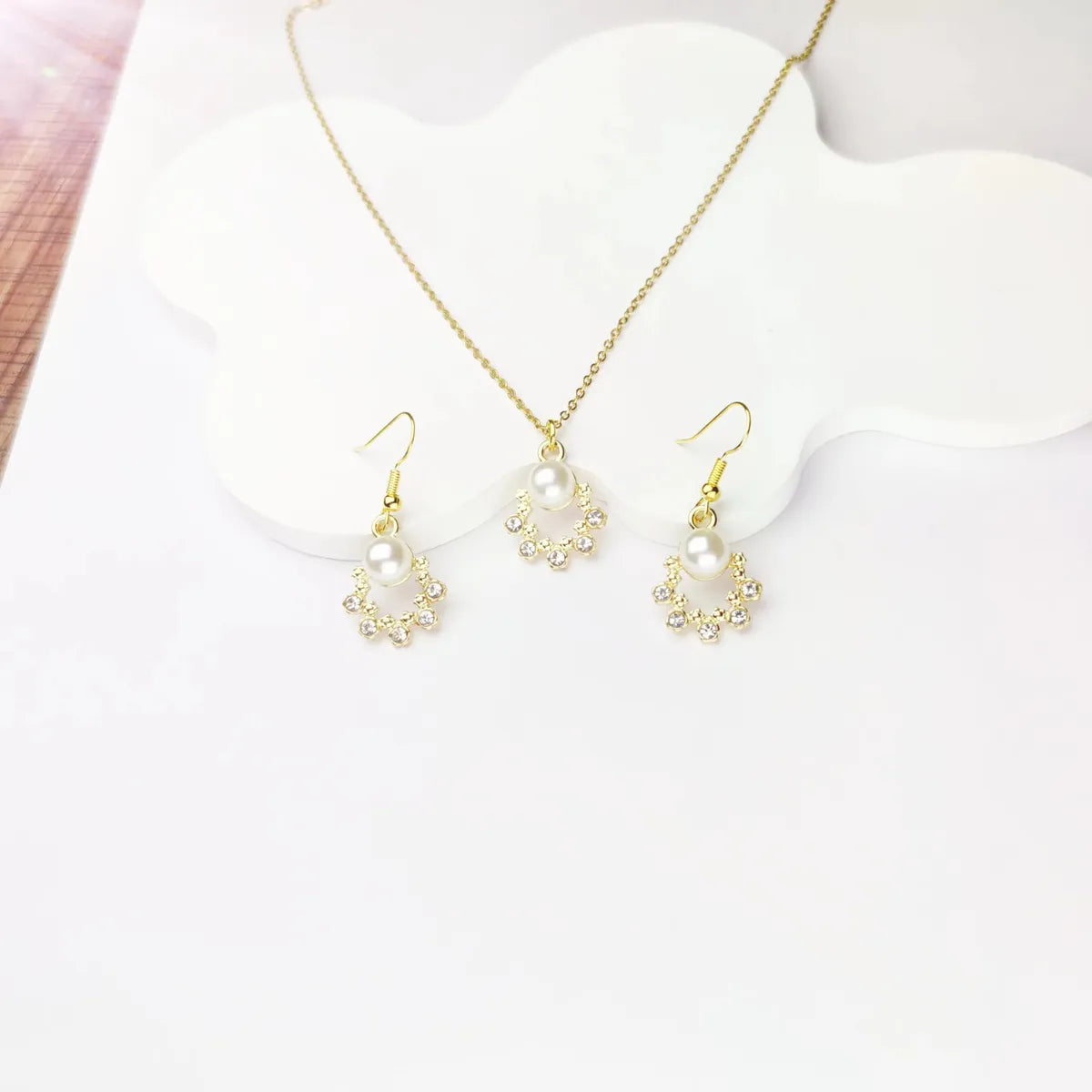 Glam Cute Bridal Solid Color Alloy Inlay Zircon Women'S Jewelry Set