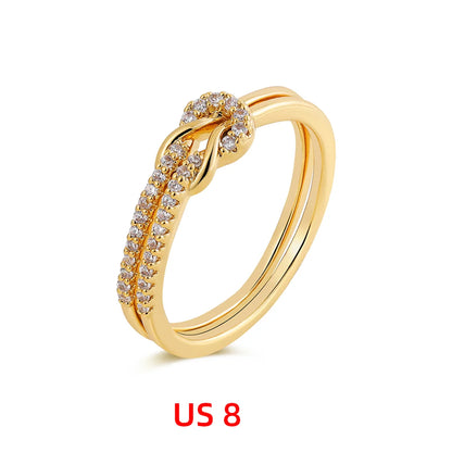 Glam Cute Shiny Knot Alloy Inlay Zircon Women'S Rings