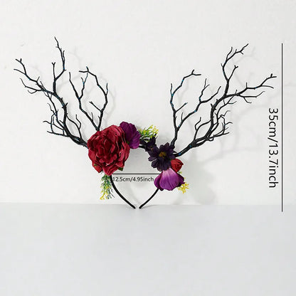 Glam Exaggerated Luxurious Flower Antlers Synthetic Resin Plastic Hair Band