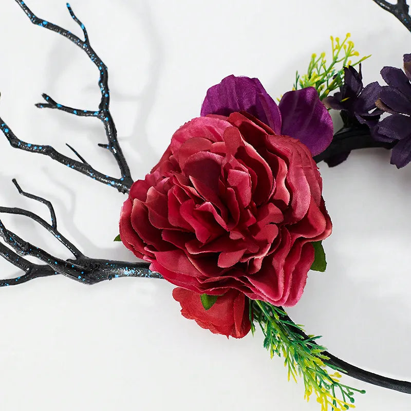 Glam Exaggerated Luxurious Flower Antlers Synthetic Resin Plastic Hair Band