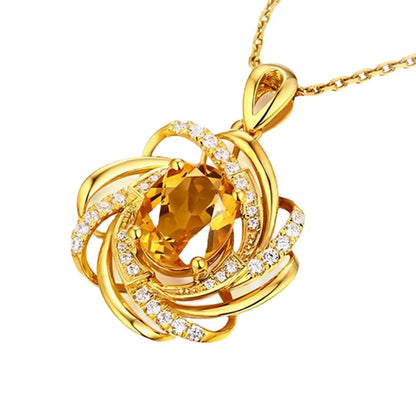 Glam Flower Alloy Plating Artificial Crystal Rhinestones Women'S Pendant Necklace