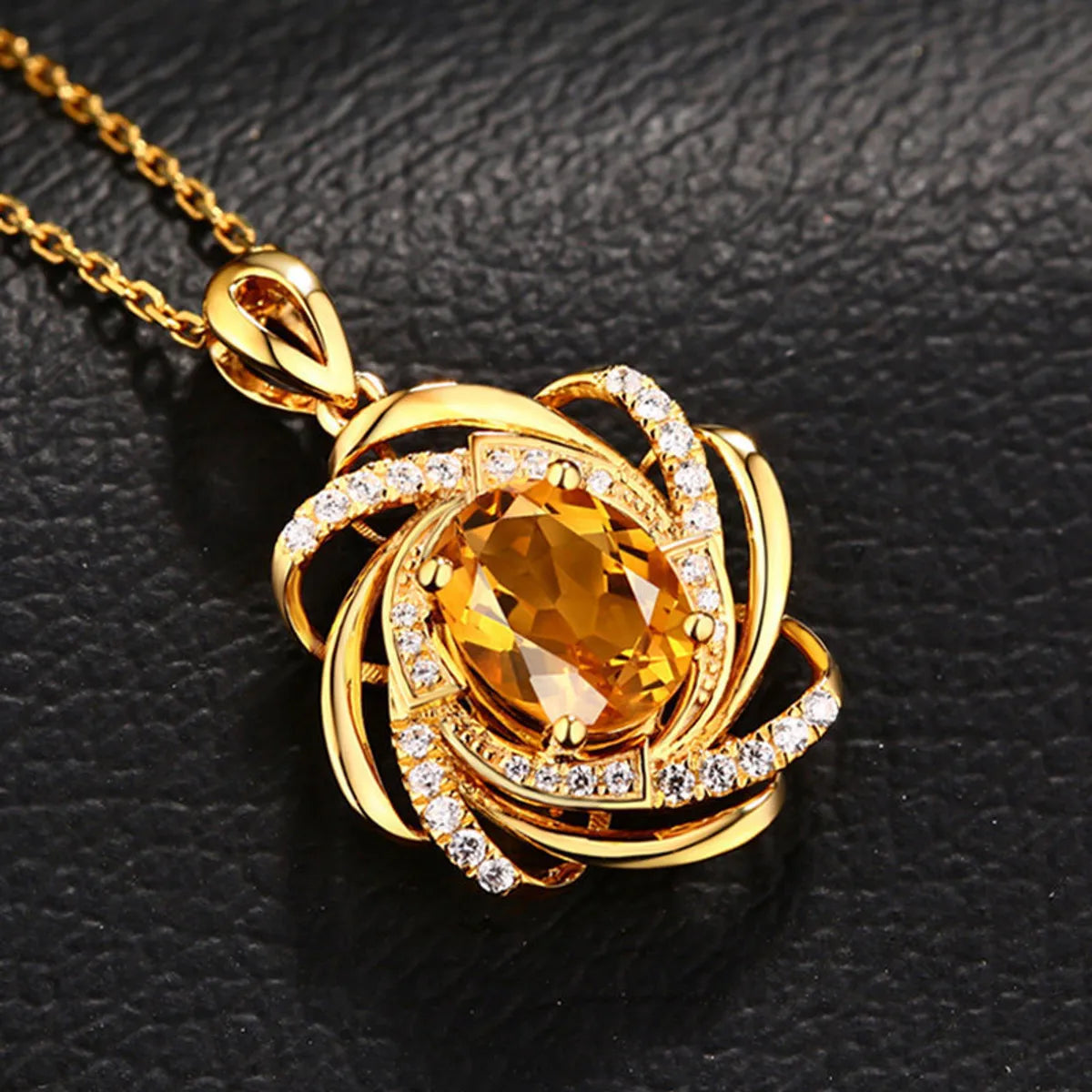 Glam Flower Alloy Plating Artificial Crystal Rhinestones Women'S Pendant Necklace