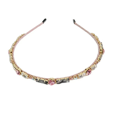 Glam Geometric Alloy Inlay Artificial Crystal Hair Band