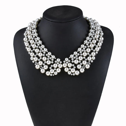 Glam Geometric Alloy Inlay Artificial Pearls Rhinestones Women's Necklace