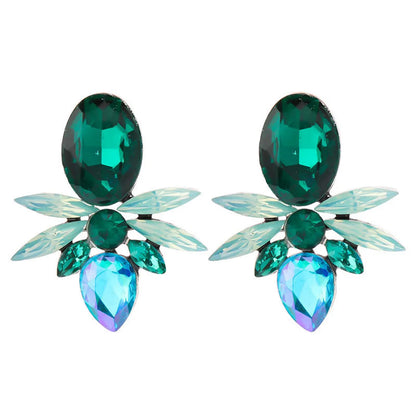 Glam Geometric Plating Alloy Glass Ear Studs