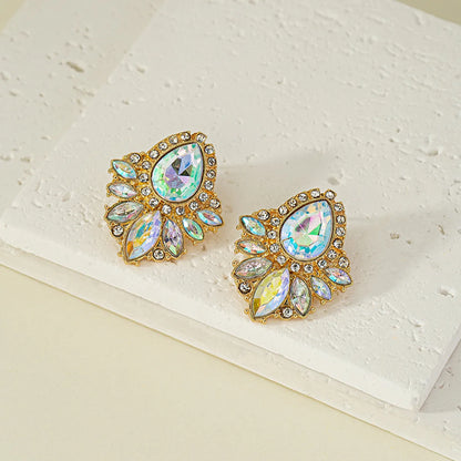 Glam Geometric Alloy Plating Inlay Artificial Gemstones Zircon Women's Drop Earrings