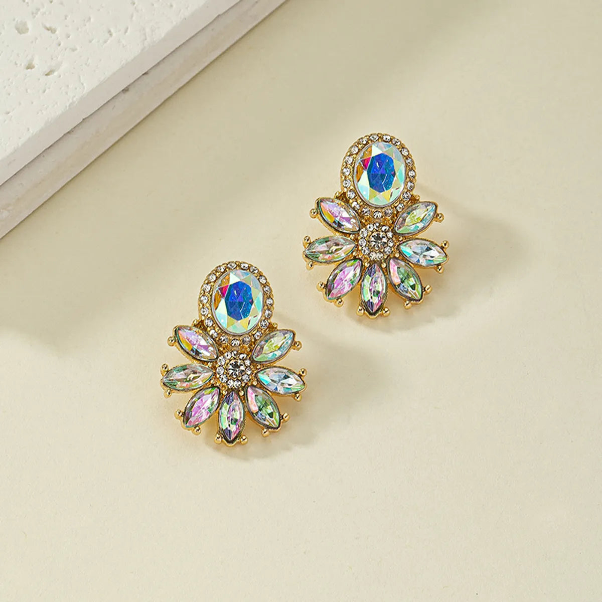 Glam Geometric Alloy Plating Inlay Artificial Gemstones Zircon Women's Drop Earrings