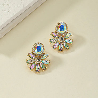 Glam Geometric Alloy Plating Inlay Artificial Gemstones Zircon Women's Drop Earrings