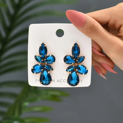 1 Pair Glam Geometric Inlay Copper Alloy Glass Drop Earrings