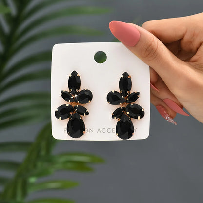 1 Pair Glam Geometric Inlay Copper Alloy Glass Drop Earrings