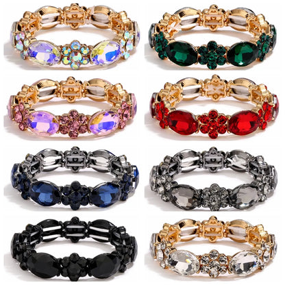 Glam Geometric Gold Plated Rhinestones Alloy Wholesale Bangle