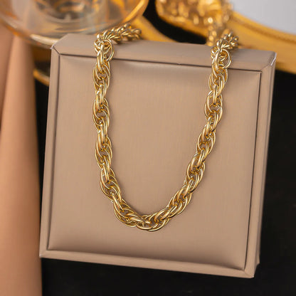 Wholesale Glam Geometric Titanium Steel Plating 18k Gold Plated Bracelets Necklace