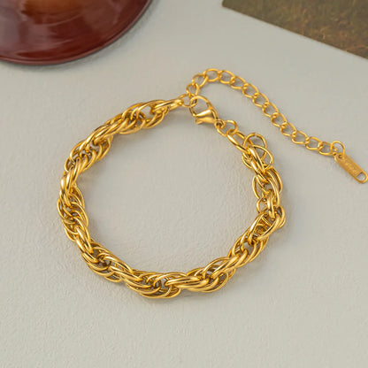 Wholesale Glam Geometric Titanium Steel Plating 18k Gold Plated Bracelets Necklace