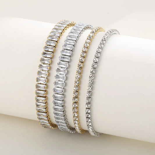 Glam Geometric Titanium Steel Plating Inlay Zircon Bracelets