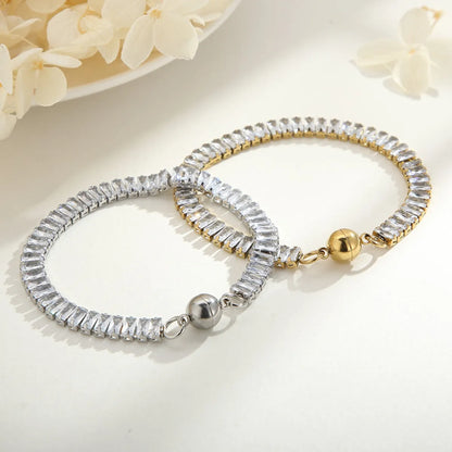 Glam Geometric Titanium Steel Plating Inlay Zircon Bracelets