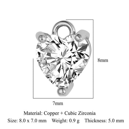 Glam Heart Shape Crown Copper Plating Inlay Zircon 18k Gold Plated Charms Jewelry Accessories