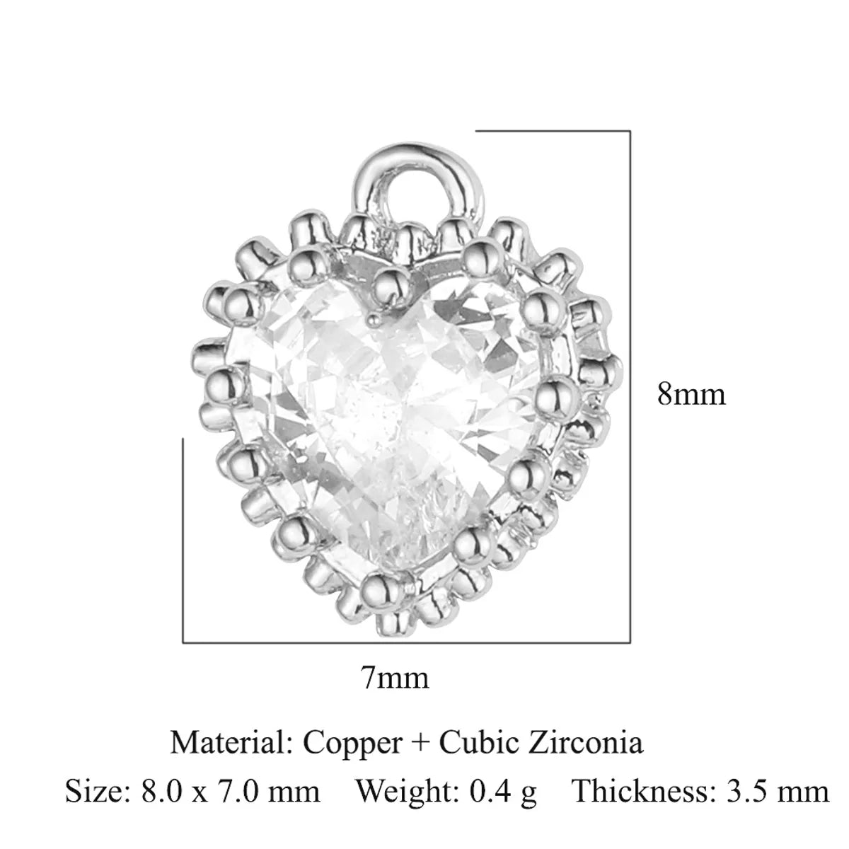 Glam Heart Shape Crown Copper Plating Inlay Zircon 18k Gold Plated Charms Jewelry Accessories