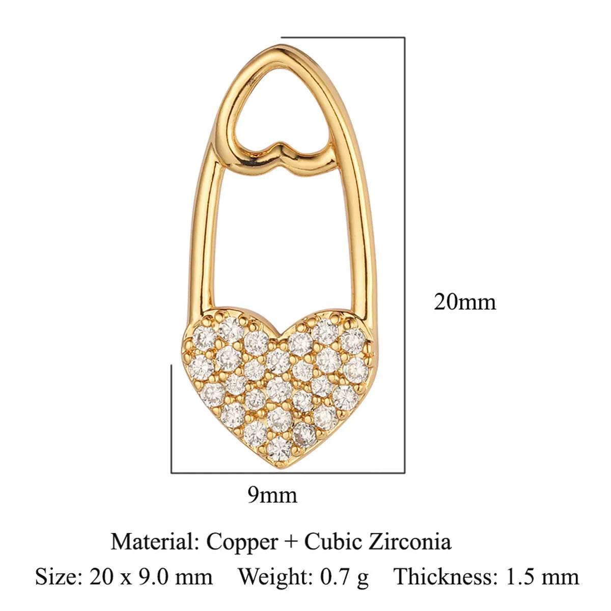 Glam Heart Shape Crown Copper Plating Inlay Zircon 18k Gold Plated Charms Jewelry Accessories