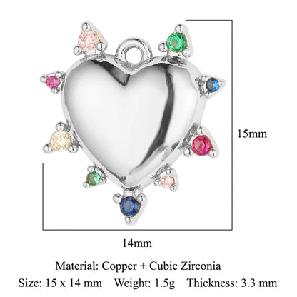 Glam Heart Shape Crown Copper Plating Inlay Zircon 18k Gold Plated Charms Jewelry Accessories