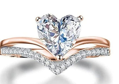 Glam Heart Shape Zircon Alloy Wholesale Rings