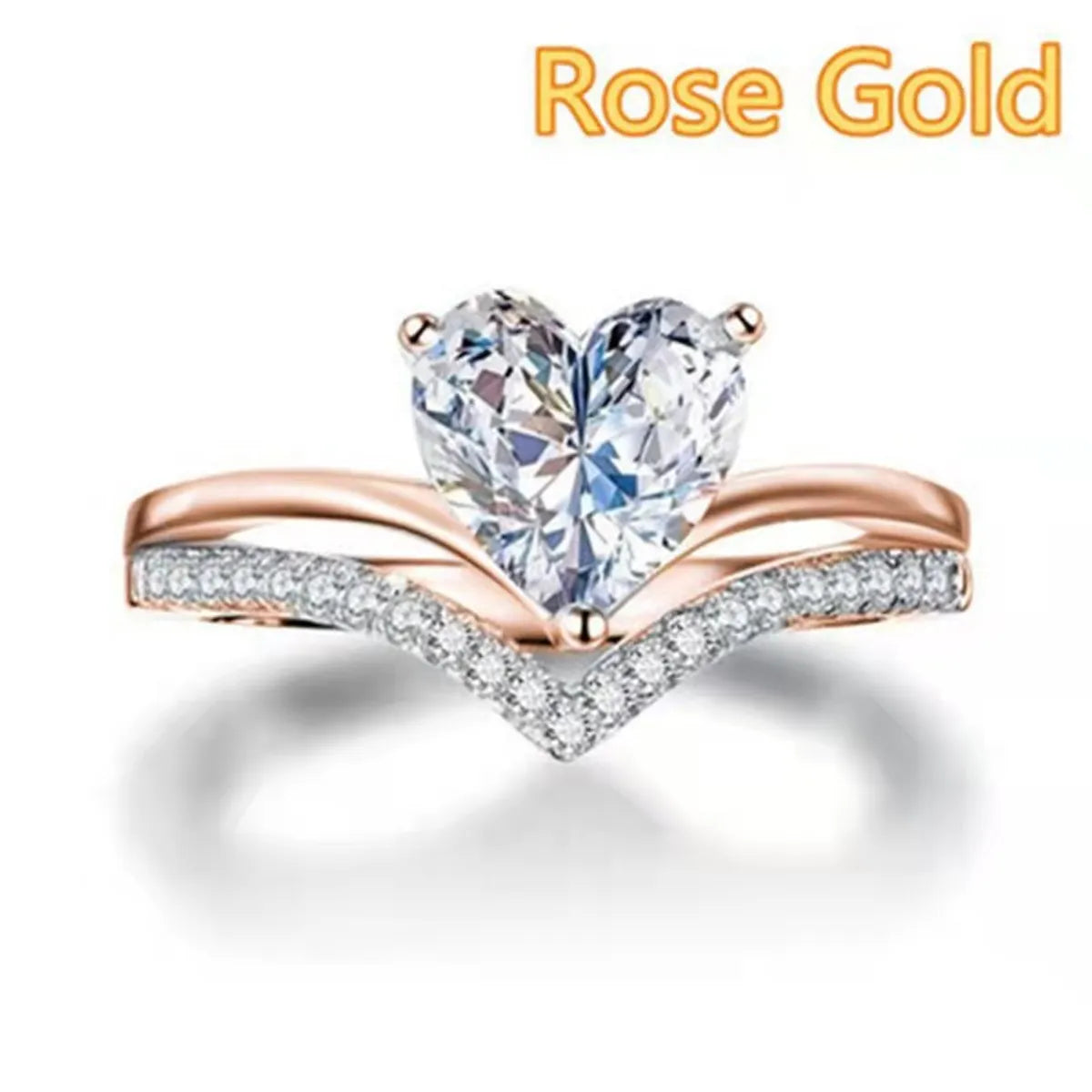 Glam Heart Shape Zircon Alloy Wholesale Rings