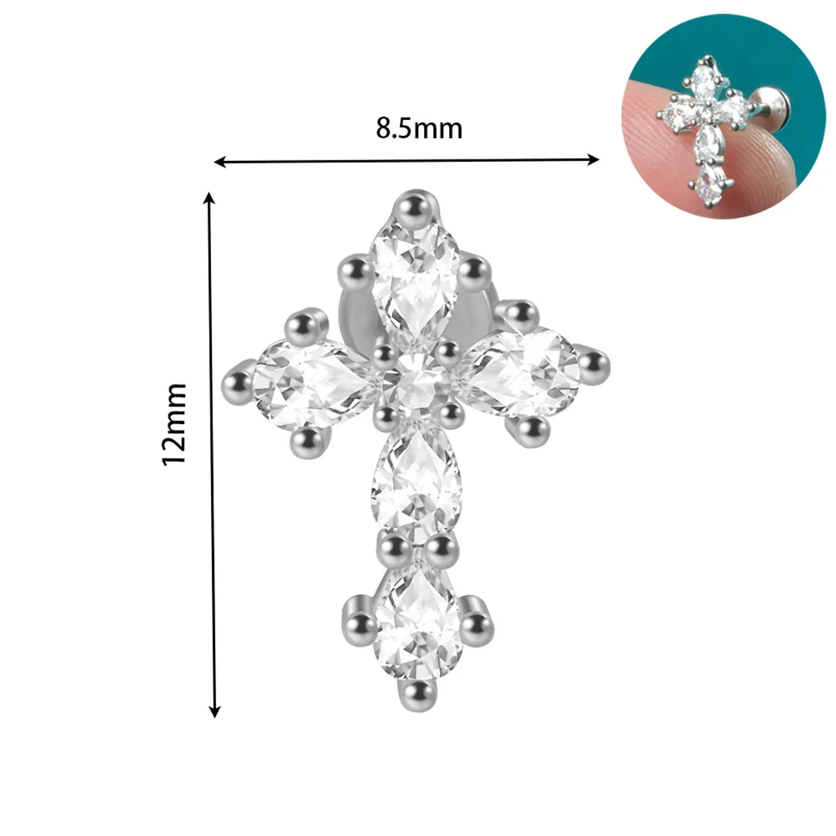 Glam Lady Shiny Heart Shape Stainless Steel Zircon Lip Stud Ear Studs In Bulk