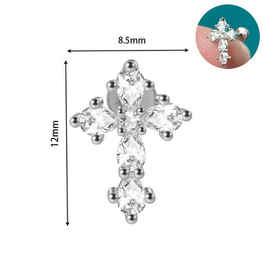 Glam Lady Shiny Heart Shape Stainless Steel Zircon Lip Stud Ear Studs In Bulk