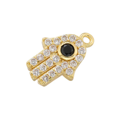 Glam Luxurious Devil'S Eye Palm Copper Plating Inlay Zircon 18k Gold Plated Charms