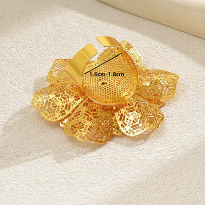 Glam Luxurious Flower 18k Gold Plated Iron Wholesale Rings