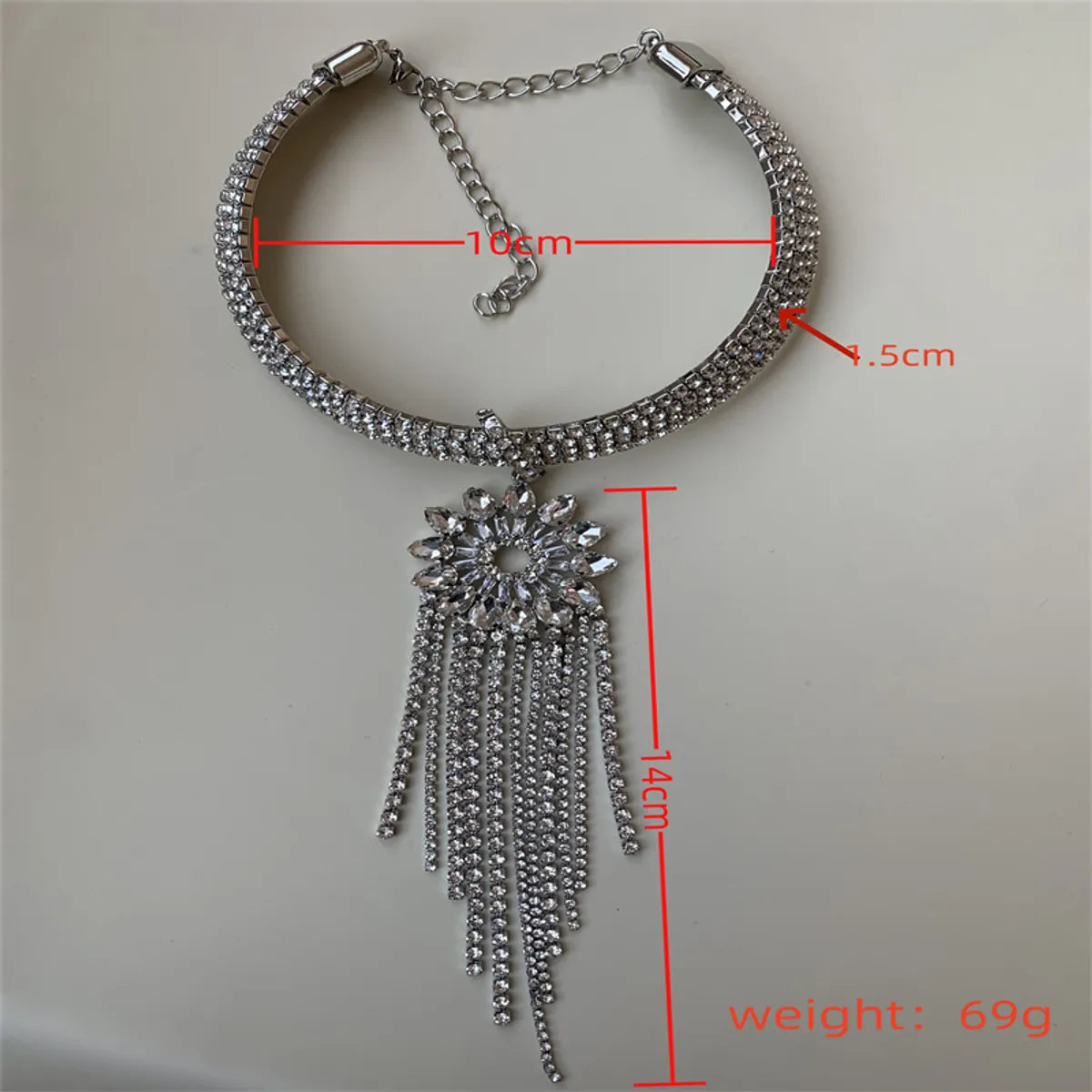 Glam Luxurious Flower Alloy Tassel Plating Inlay Rhinestones Silver Plated Women's Choker