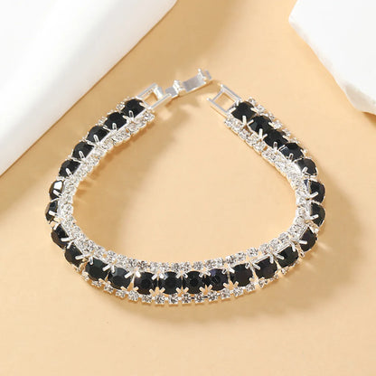 Glam Luxurious Geometric Alloy Inlay Rhinestones Gold Plated Women's Bracelets