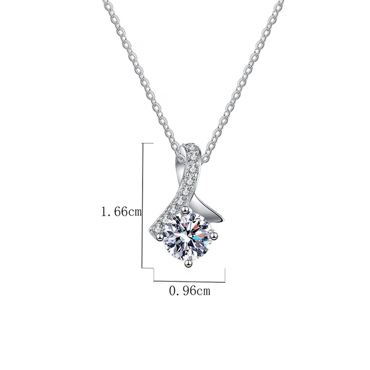 Glam Luxurious Geometric Sterling Silver Plating Inlay Zircon White Gold Plated Necklace Pendant