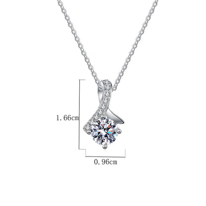 Glam Luxurious Geometric Sterling Silver Plating Inlay Zircon White Gold Plated Necklace Pendant