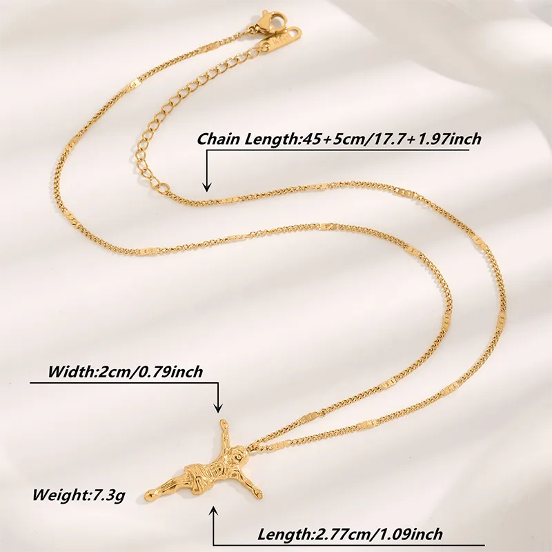 Wholesale Jewelry Glam Luxurious Human 304 Stainless Steel 18K Gold Plated Plating Pendant Necklace