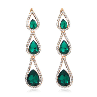 Glam Luxurious Lady Water Droplets Alloy Inlay Rhinestones Women's Drop Earrings