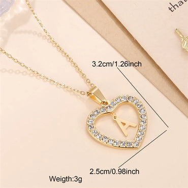 Glam Luxurious Letter Stainless Steel Plating Inlay Zircon 18k Gold Plated Pendant Necklace