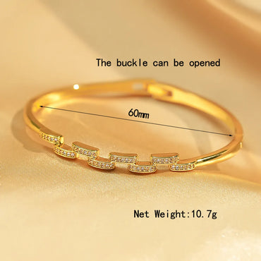 Glam Luxurious Shiny Solid Color Copper 18k Gold Plated Silver Plated Zircon Bangle In Bulk