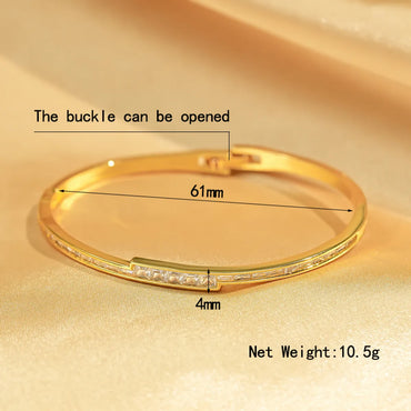 Glam Luxurious Shiny Square Copper 18k Gold Plated Silver Plated Zircon Bangle In Bulk