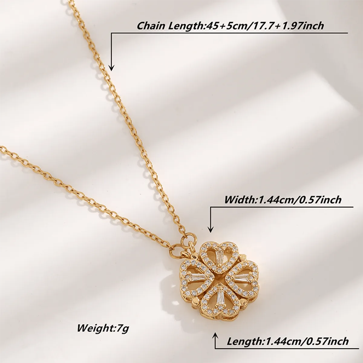 Glam Luxurious Simple Style Petal Titanium Steel Plating Inlay Zircon Gold Plated Pendant Necklace