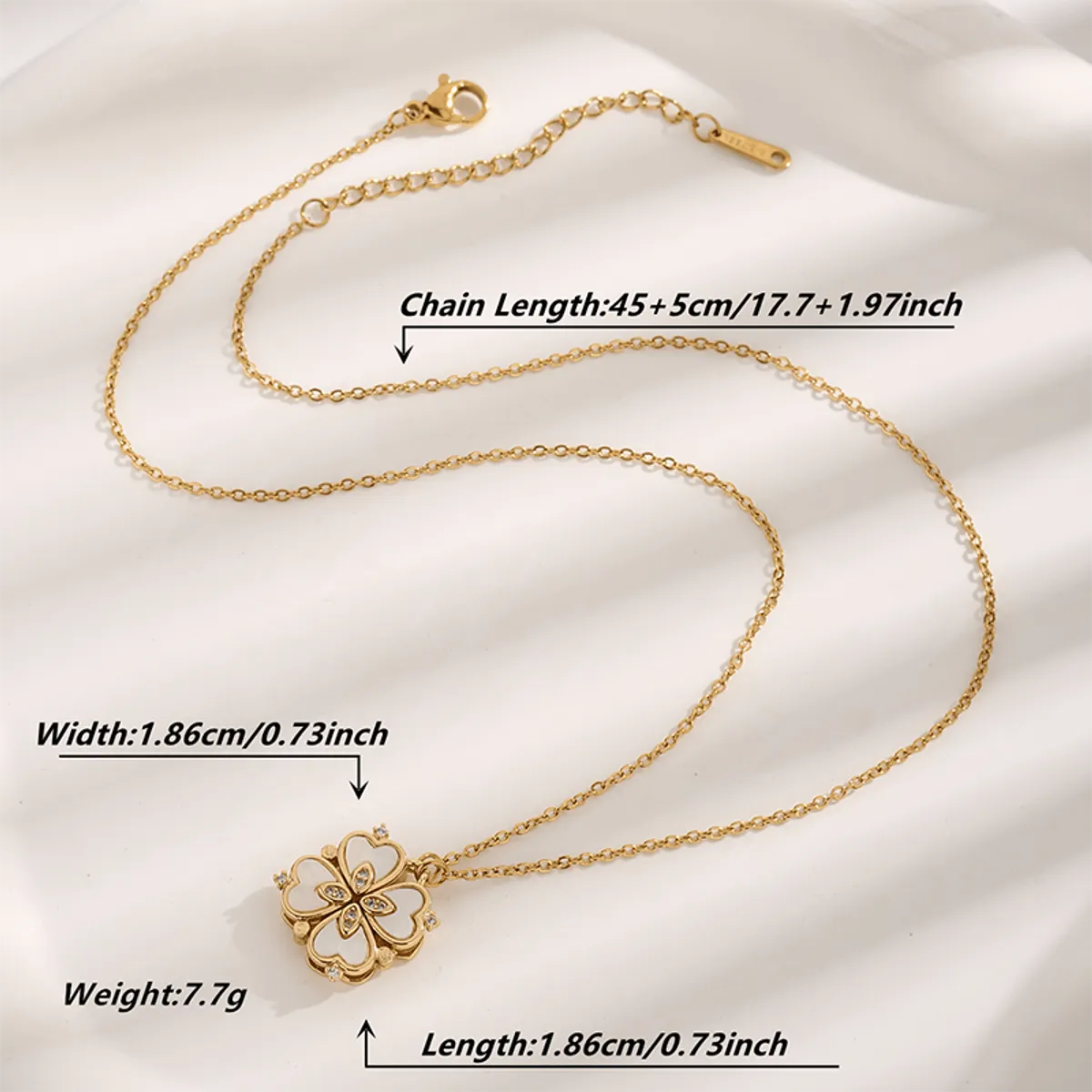 Glam Luxurious Simple Style Petal Titanium Steel Plating Inlay Zircon Gold Plated Pendant Necklace