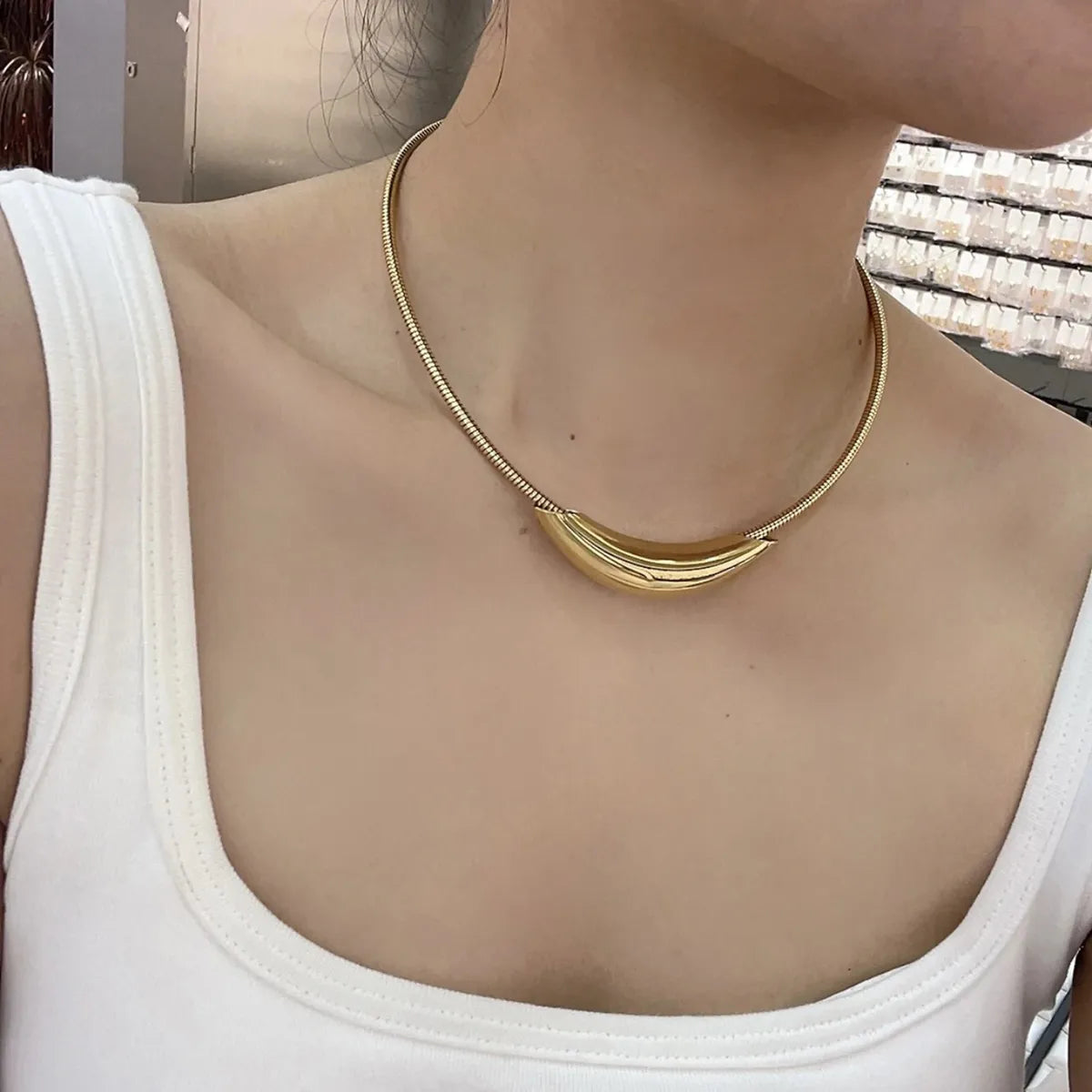 Glam Luxurious Solid Color Solid Color Titanium Steel Plating Gold Plated Silver Plated Choker