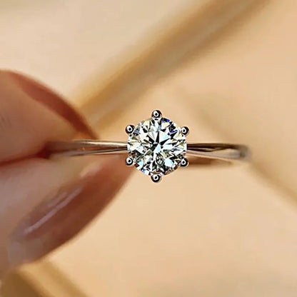 Glam Luxurious Solid Color Sterling Silver Gra Inlay Moissanite Rings