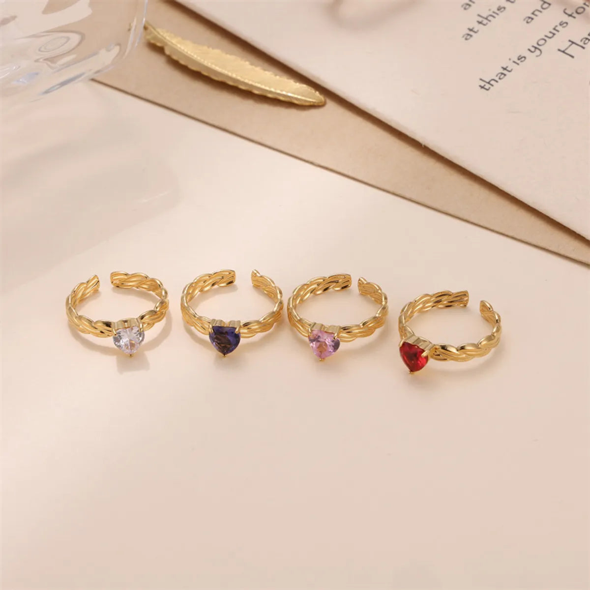 Glam Luxurious Stainless Steel Plating Inlay Zircon 18k Gold Plated Open Rings