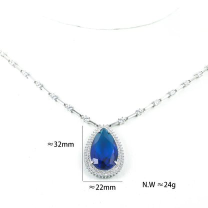 Glam Luxurious Water Droplets Copper Plating Inlay Zircon Pendant Necklace